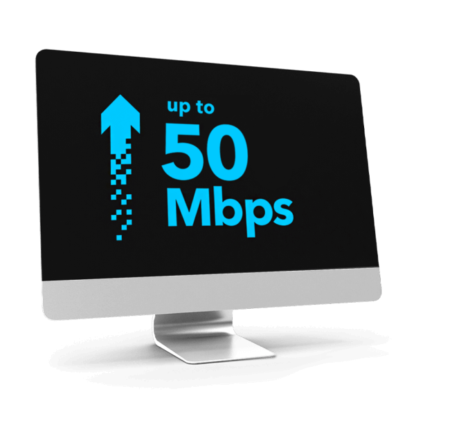 Monitor showing up to 50 Mbps