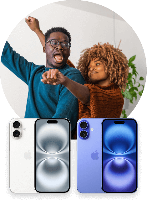 Couple dancing and two mobile phones.